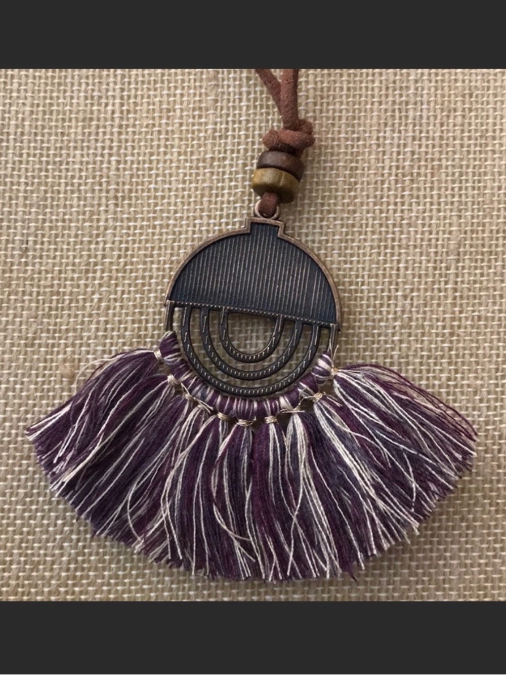 NEW- Lucky Brand Boho Tassel Pendant Necklace in Deep Plum